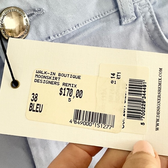 NWT Designers Remix CHARLOTTE ESKILDSEN Mini Pencil Skirt Periwinkle Blue Sz M - Picture 7 of 16